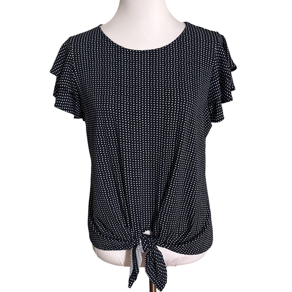 Adrianna Papell Black and White Dotted Blouse